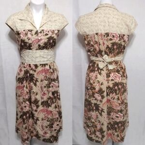 Vintage Corey Lynn Carter Anthro Floral Cap Sleeve Country Dress Sz 4 Boho Chic